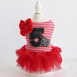 Rose Luxury Dog Clothes Dress Winter Thick Princess Bow Wedding Little Small Animals Pet Cat Costume Skirt For Terrier York Pugs