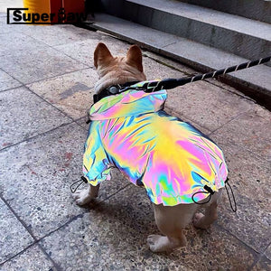 Fashion Dog Reflective Outdoor Jacket Windbreaker Waterproof Raincoat Clothes Pet Hoodie Coat French Bulldog Dropshipping TPC04