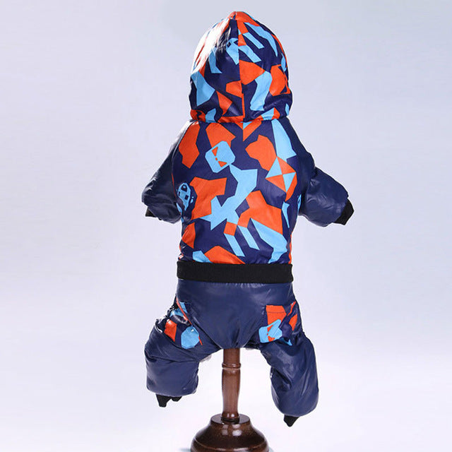Warm Pet Dog Jumpsuit Hoodie Waterproof Overall Coat Camouflage Clothes For French Bulldog Fleece Puppy Jacket