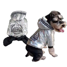 Load image into Gallery viewer, Silver Jumpsuit For Dogs Thick Pet Hoodie Parka Winter Dog Clothes Warm Four Legs Overalls For Small Dogs Puppy Schnauzer 10A
