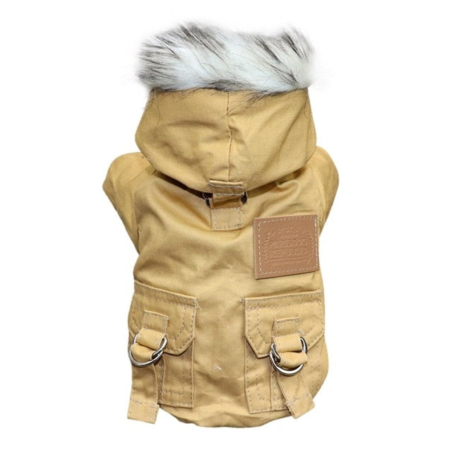 Pet Dog Hooded Coat Dog Winter Clothes For Small Dogs Autumn Puppy Jacket Warm Fleece Chihuahua French Bulldog Clothing Overalls