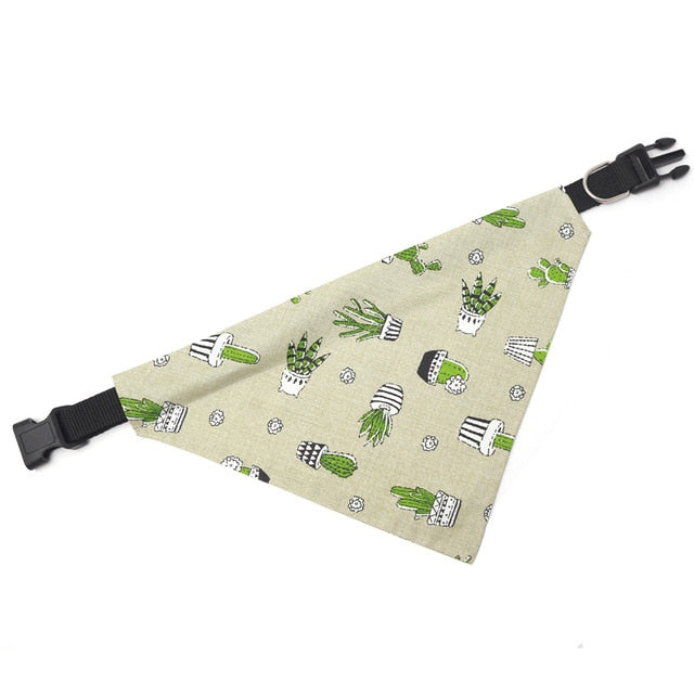 Cereus Print S-XL Adjustable Dog Bandana Collars Puppy Cat Scarf Dog Bib Neckerchief Pet Accessories for Small Medium Large Dogs