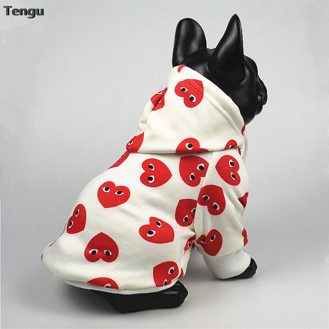 Autumn and winter tide brand unique love print pet hoodie clothes dog cat plus velvet suit to spend a warm Christmas happy