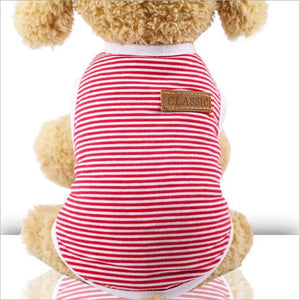 Summer Cat Clothes Cotton Striped Vest Pet Cats T Shirt Clothing For Cat Outfit Shirt Pet Clothes Cute Kitten Puppy Costume 25S2