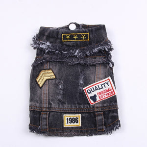 New Dog Jeans Jacket Cute Casual Blue Denim Coat Vest Pet Puppy Clothes Apparel 6 sizes 2 Colours