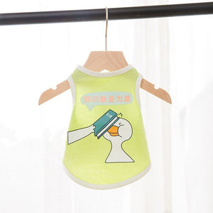 Pet Cat Vest Summer Thin Breathable Cartoon Cotton Clothes Small Teddy Bear Dog clothes Summer Pet Cat Clothes