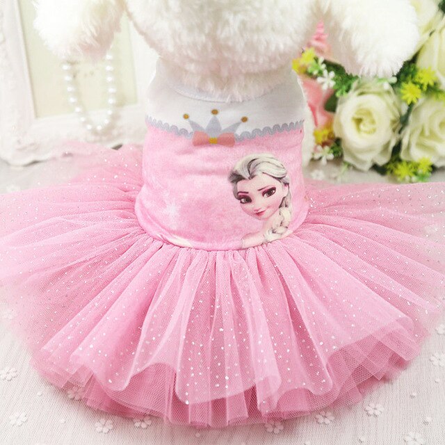 Frozen Tulle Dog Dresses For Small Dogs Chihuahua Summer Puppy Party Dress Pomeranian Princess Tutu Shih Tzu Yorkshire Clothes