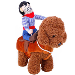 Funny Dog Cat Costume Soft Cotton Cowboy Horse Riding Kitten Puppy Halloween Christmas Party Clothes Pet Supplies