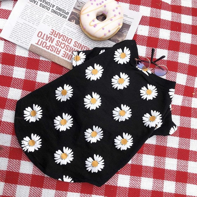 Printing Summer Pet Dog Clothes Puppy Tshirt Vest For Small Medium Dogs Little Daisies Cute Clothes French Bulldog Outdoor Costu