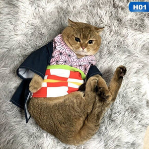 1Pcs  Demon Slayer: Kimetsu no Yaiba Pet Clothes Dog Cat Clothes Soft Fleece Teddy Poodle Dog Clothing Pet Product Supplies