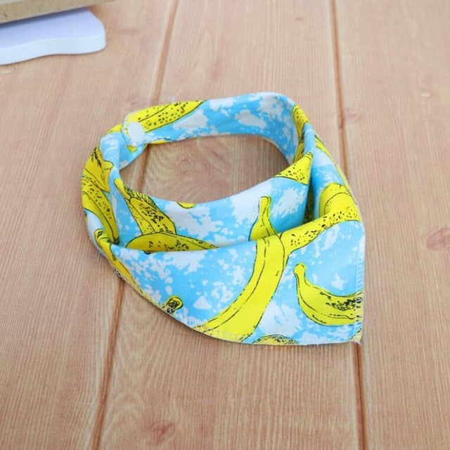 Dog Bandana Large Pet Scarf Cotton Plaid Washable Dog Bib Large Dog Accessories Banana Elk Pink flower Personality Bow Tie