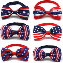 Load image into Gallery viewer, 60X Pet Puppy Dog Cat Bow Ties 4th of July Red White Blue Adjustable Dog Accessories Small Dog Cat Bowties Pet Grooming Products
