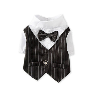Gentleman Dog Clothes Wedding Suit Formal Shirt For Small Dogs Bowtie Tuxedo Pet Outfit Halloween Christmas Costume