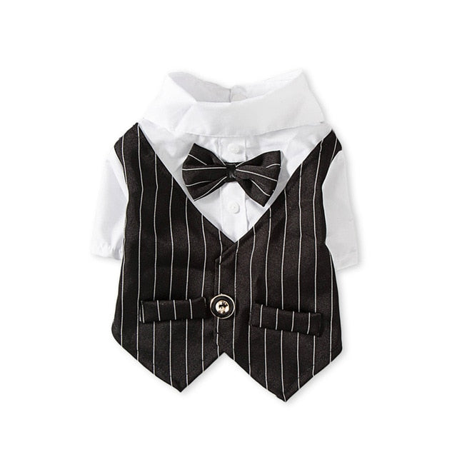 Gentleman Dog Clothes Wedding Suit Formal Shirt For Small Dogs Bowtie Tuxedo Pet Outfit Halloween Christmas Costume
