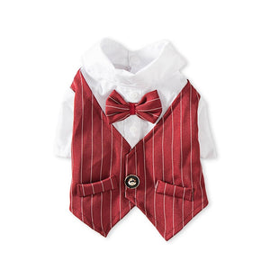 Gentleman Dog Clothes Wedding Suit Formal Shirt For Small Dogs Bowtie Tuxedo Pet Outfit Halloween Christmas Costume