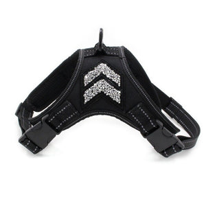 Pet Dogs Safe Vest Travel Supplies Meash Breathable Reflective Harness with Glittering Rhinestone Wholesale Pet Accessories