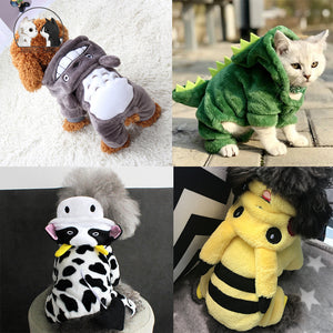 xs-2xl Hot Sale Pet Cat Clothes Funny Dinosaur Costumes Fall Winter Warm Plush Coat Small Cat Kitten Hoodie Puppy Dog Clothes
