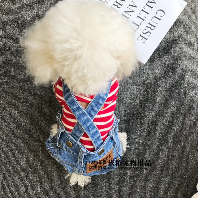 2020 New Denim Pet Dog Overalls Spring Summer Puppy Vest Cowboy Dog Clothes Puppy Teddy Denim Costume Jacket
