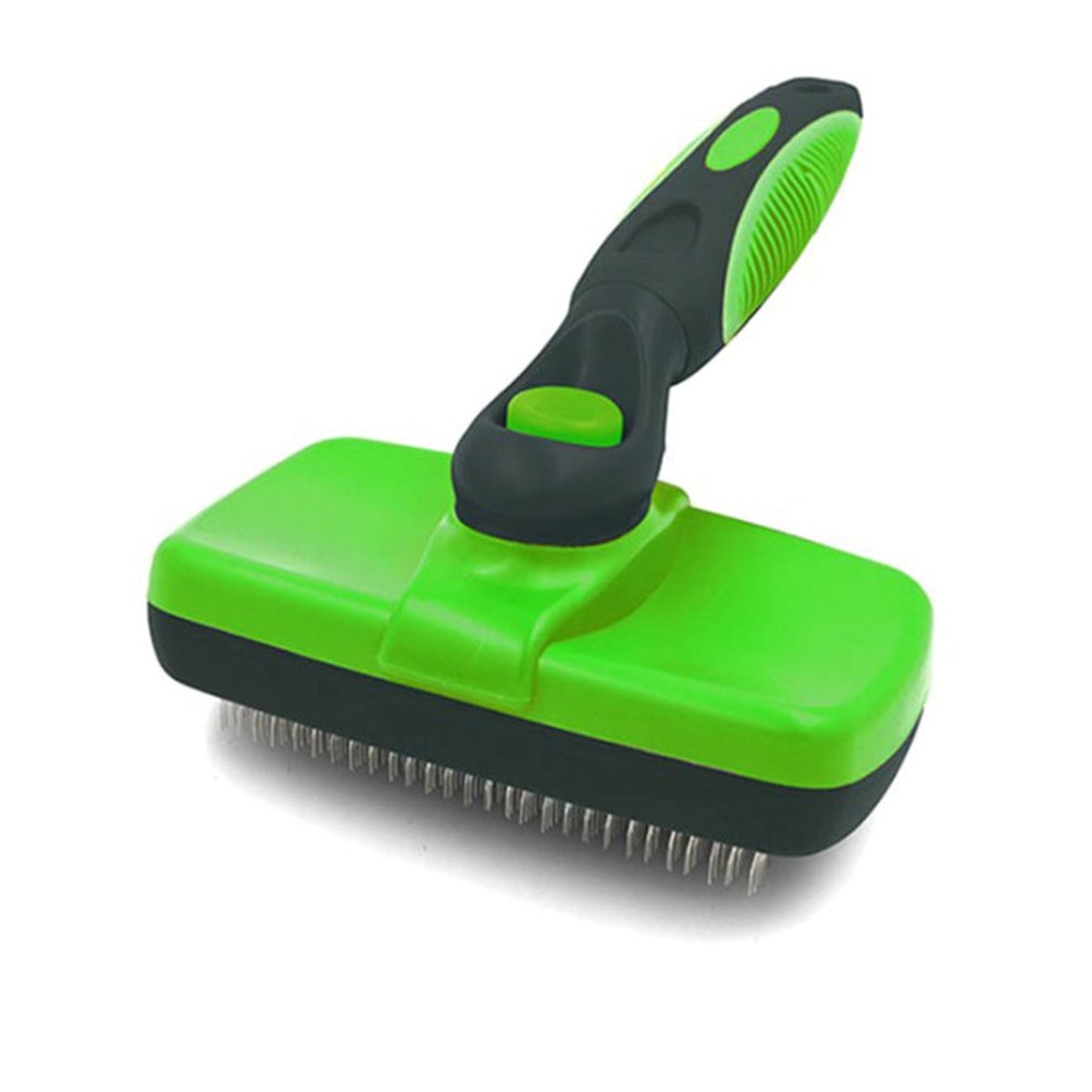Pet cleaning and grooming dog comb medium and large automatic retractable hair removal brush stainless steel handle brush