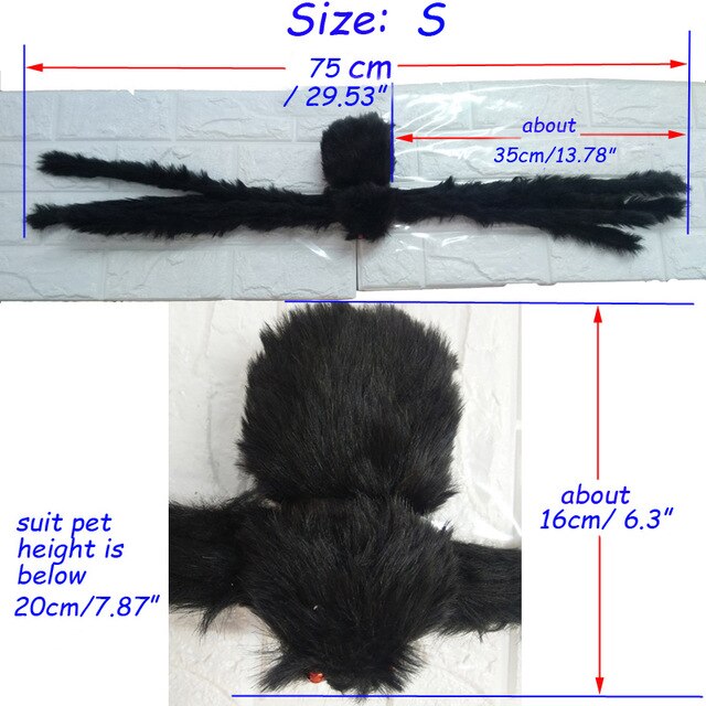 Dog Halloween Pet Costume Funny Joke Cat accessories Black Spider Prank Scary Prop Horror party Villain Bug terror Animals DIY