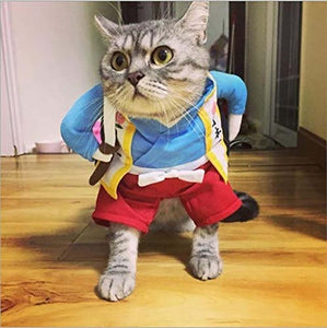 Funny Cat Dog Costume Uniform Suit Cat Clothes Costume Puppy Clothes Dressing Up Suit Party Clothing For Cat Cosplay Clothes
