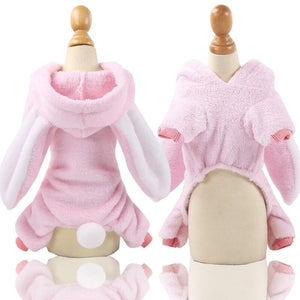 Winter Pet Dog Cat Clothes Strawberry rabbit Cats Costumes Fleece Soft Warm Clothing Coat For Puppy Small Pets Hoodie Four Legs