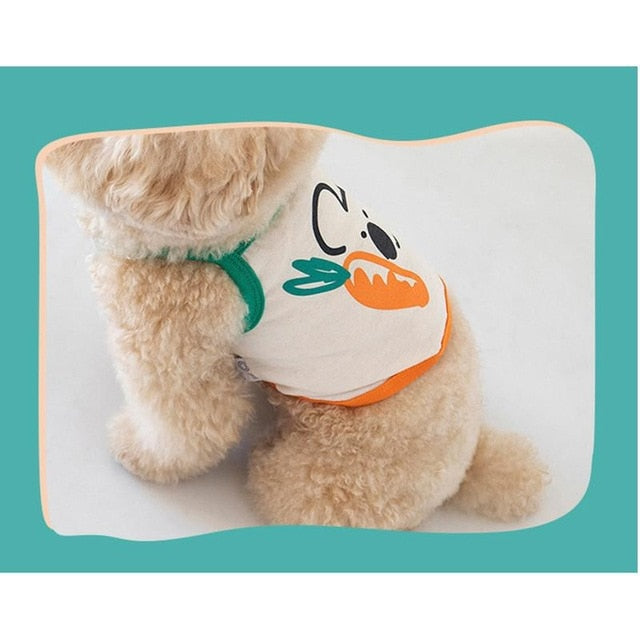 Summer Dog Clothes Cartoon Rabbit Carrot T-shirt Vest For Small Medium Puppy Yorkshire Shih Tzu Cute Pets Outdoor Ropa Perro