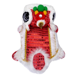 Red Yellow Sequins Pet New Year's Chinese Costume Dragon Dance Lion Dog Clothes Funny Dog Clothes Puppy Lion Dance Dog Clothes