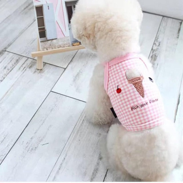 Summer Ice Cream Clothes For Dog Cartoon Dog Clothes T-shirt Vest  Puppy Cute For Small Medium Yorkshire Shih Tzu Ropa Perro