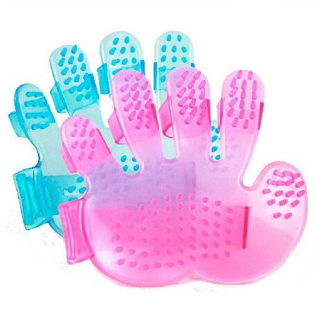 pet dog accessories dog bath brush Cat Grooming Shower Bath Massage Brush Comb Hand Shaped Glove Comb Blue Pink