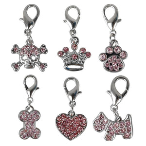 6pcs/lot Bling Rhinestone Dog Cat Collar Accessories Crystal Charm Necklace Pendant Accessory For Small Dogs Accesorios Perros