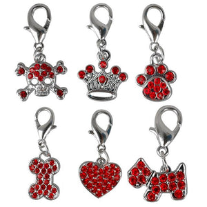 6pcs/lot Bling Rhinestone Dog Cat Collar Accessories Crystal Charm Necklace Pendant Accessory For Small Dogs Accesorios Perros