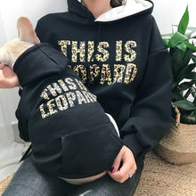 Load image into Gallery viewer, HSWLL Autumn winter warm dog clothes pet parent-child wear plus velvet thick leopard print sweater French bulldog
